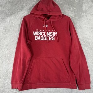 Under Armour University of Wisconsin Badgers Hoodie Men Medium Red NCAA Pullover